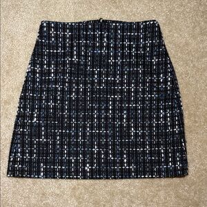 LOFT Black and Blue Tweed Skirt